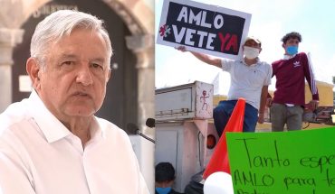 Con protestas reciben a AMLO en Puebla, “pueden gritar pero no daremos paso atrás” (video)