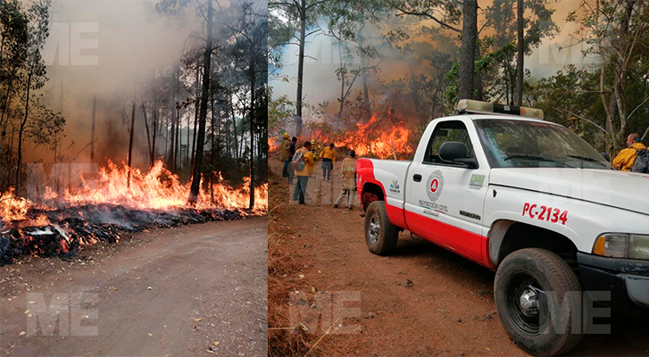 Continúa combate a incendio en la reserva ecológica de Uruapan