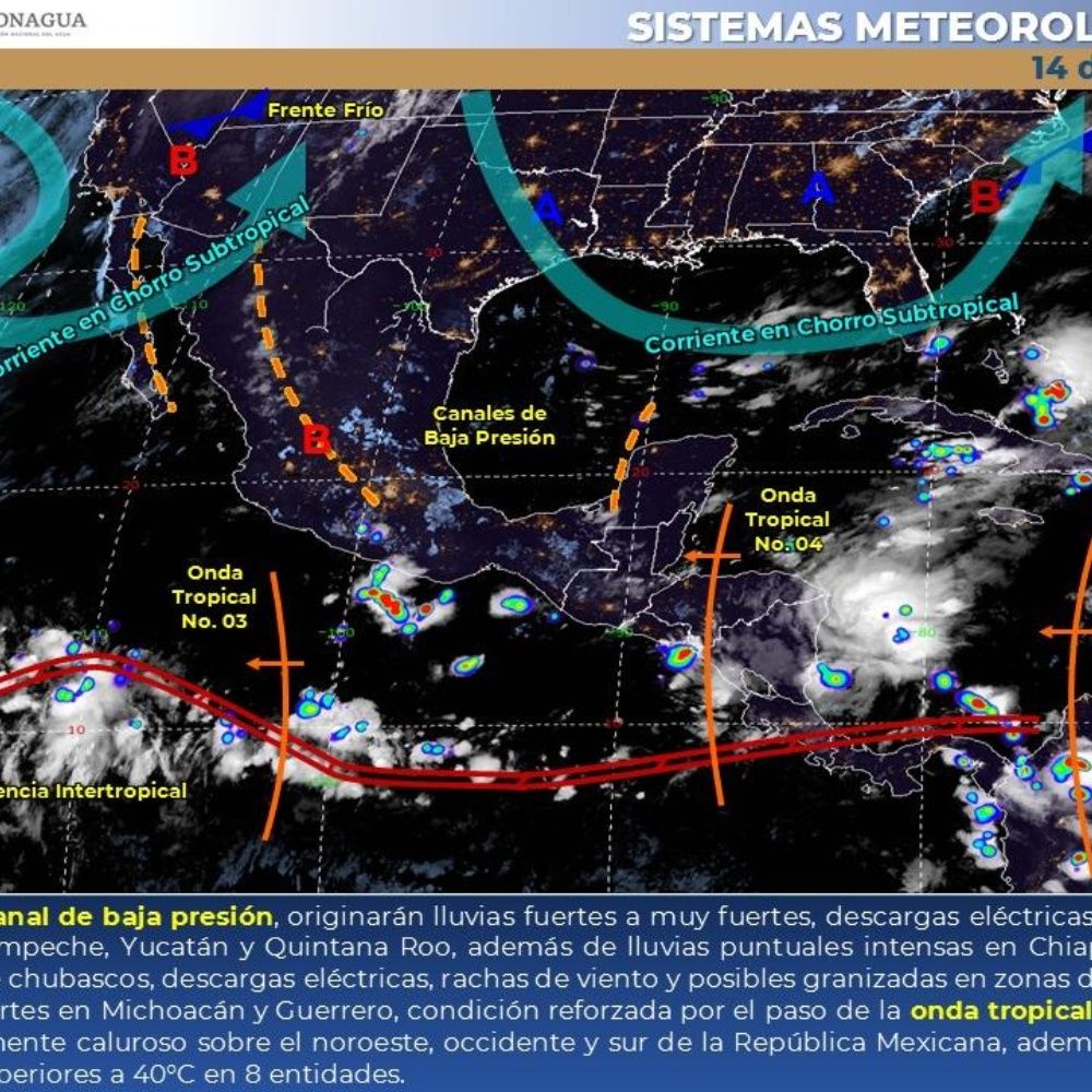 Pronóstico del clima de hoy: 2 ondas tropicales afectarán a México