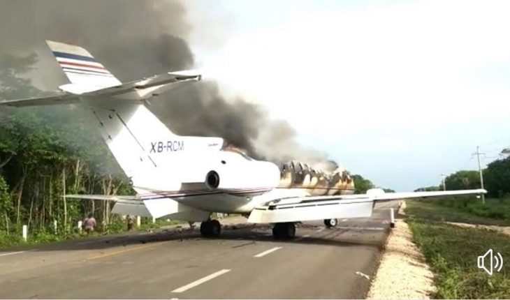 Aeronave incendiada provenía de Sudamérica; asegura Ejército 390 kg de coca