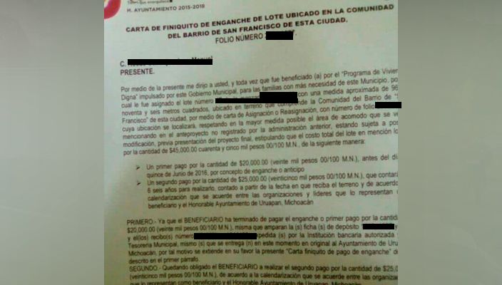 Denuncian fraude por 20 mil pesos a familias de Uruapan, Michoacán