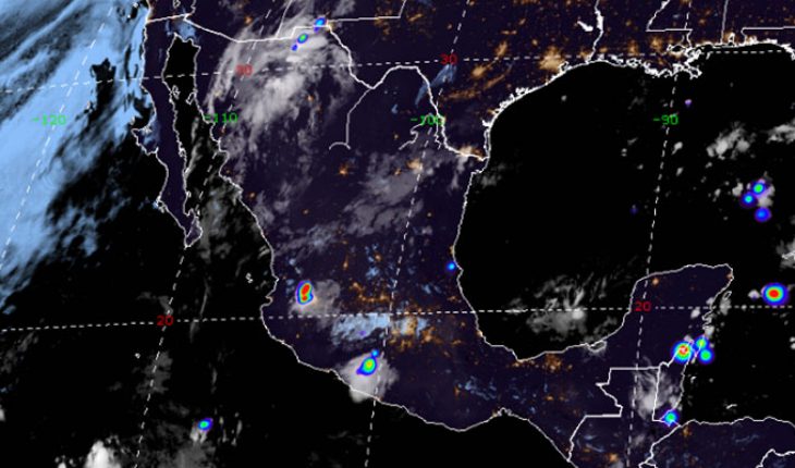 translated from Spanish: Occasional rains in Durango, Sinaloa, Nayarit, Jalisco and Zacatecas