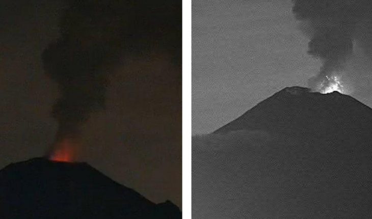 translated from Spanish: Popocatépetl volcano emits incandescents, smoke and ash this July 27 (VIDEO)