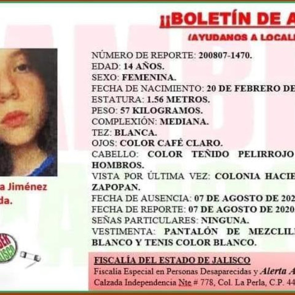 Alerta Amber: Urge localizar a Viviana Jiménez Sauceda, desaparecida en Jalisco