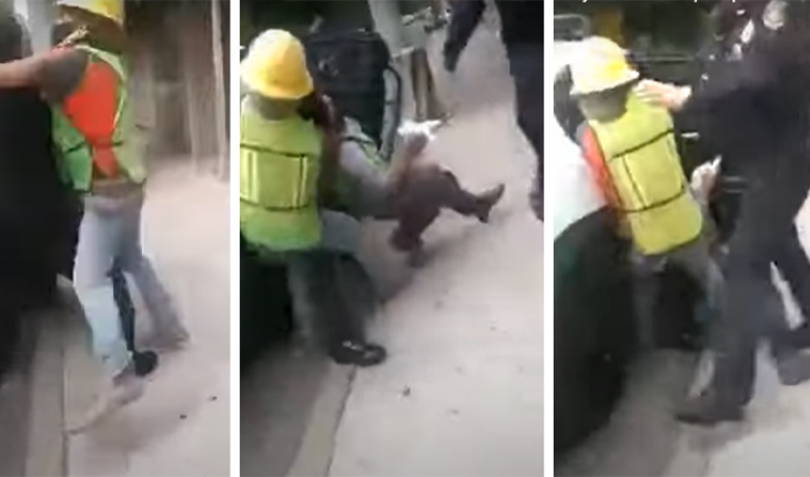 Mujer capta a policías de CDMX cuando estos sometían a un albañil (Video)