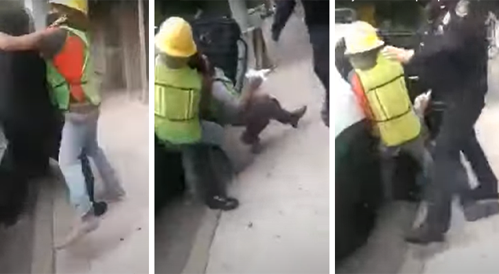 Mujer capta a policías de CDMX cuando estos sometían a un albañil (Video)