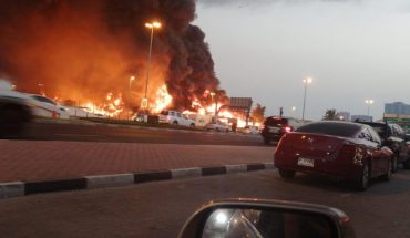 Registran incendio en mercado en la ciudad de Ajman, Emiratos Árabes Unidos (Video)