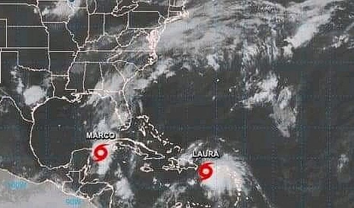 translated from Spanish: Storms Laura and Marco create potentially historic threat to US