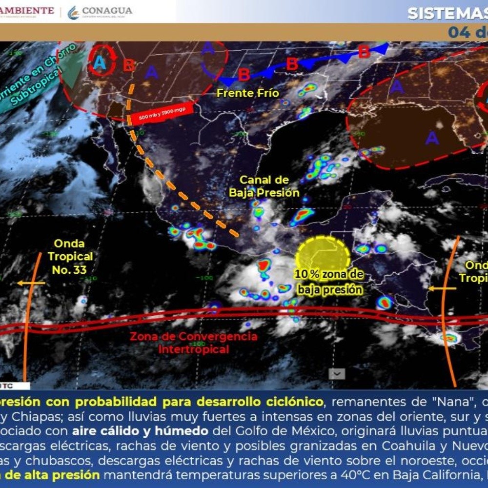 Pronóstico del clima de hoy: Prevén fuertes lluvias en varios estados de México