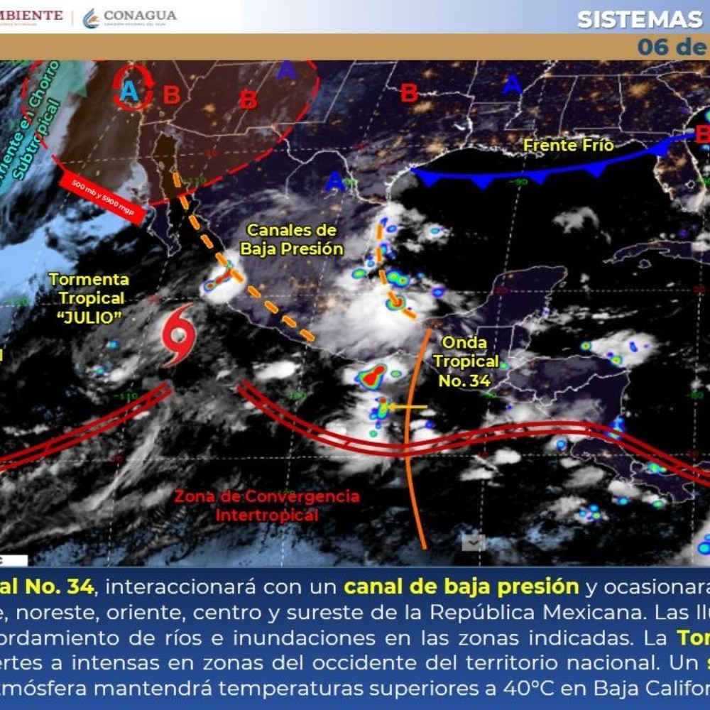 Pronóstico del clima de hoy: Tormenta Tropical Julio afectará estados del Pacífico