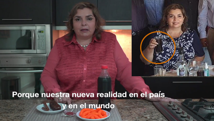 Selene Vázquez auto sabotea su campaña de "alimentación saludable" con refresco
