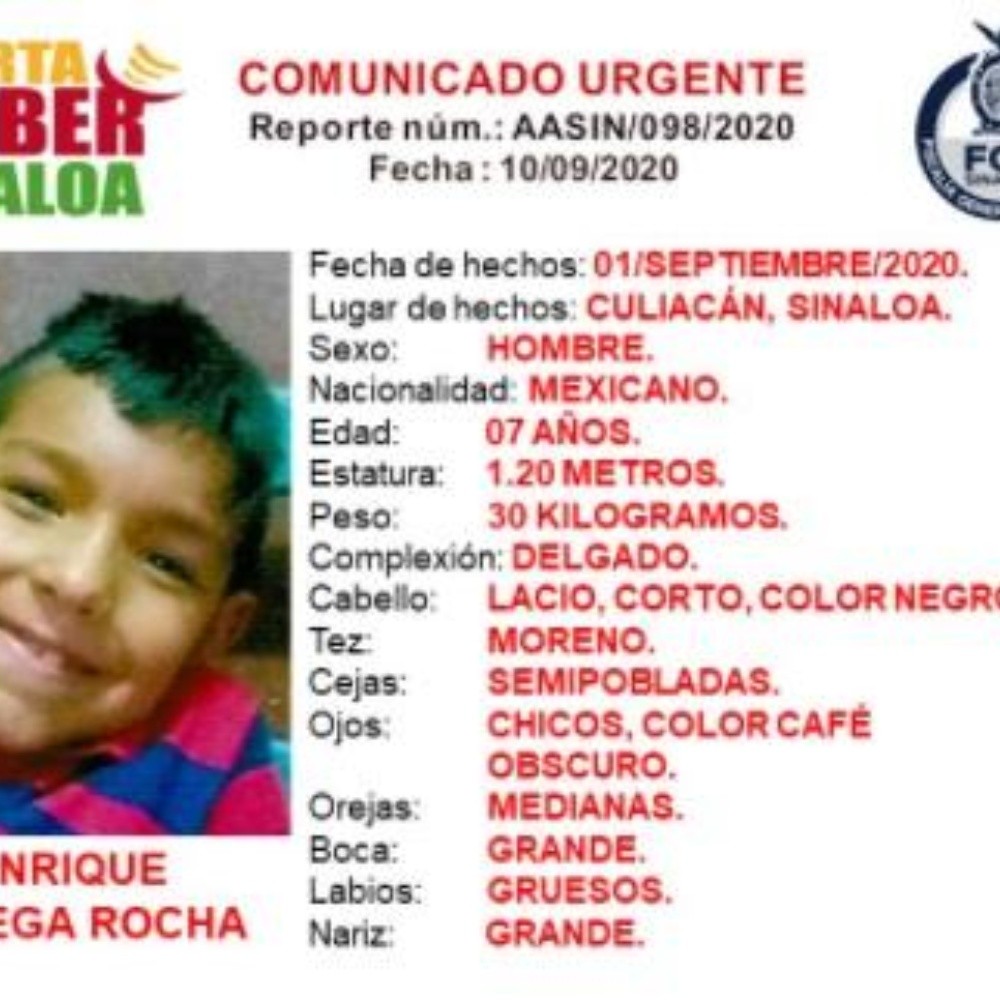 Amber Alert activated by Henry, missing child in Culiacán
