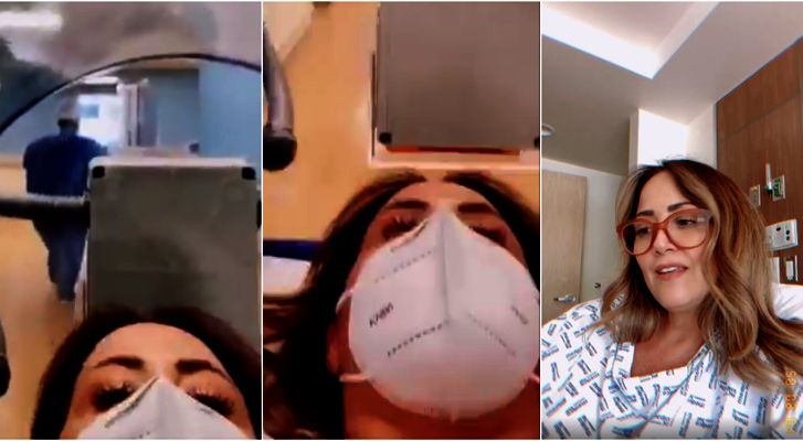 Andrea Legarreta is transferred to the hospital in an isolation capsule (Video)