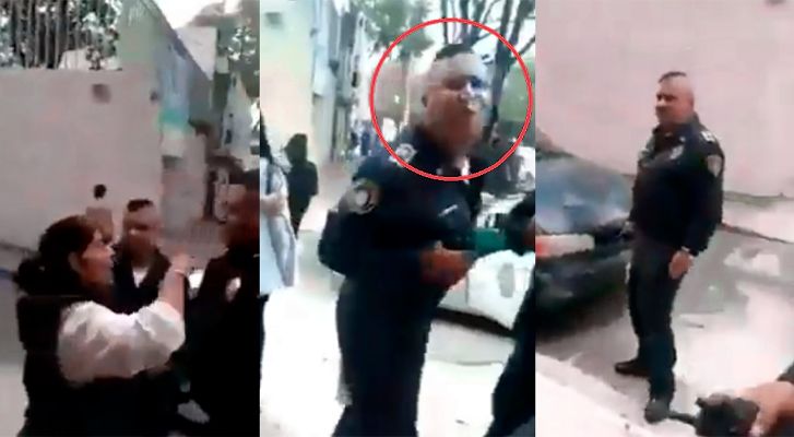 CdMx Police spits on a woman on streets of the Narvarte colony; already research it (Video)
