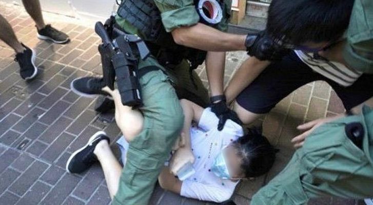 They arrested a girl who went out to buy school supplies during protest in Hong Kong
