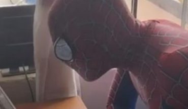 translated from Spanish: Tijuana master dresses Spiderman to give virtual class