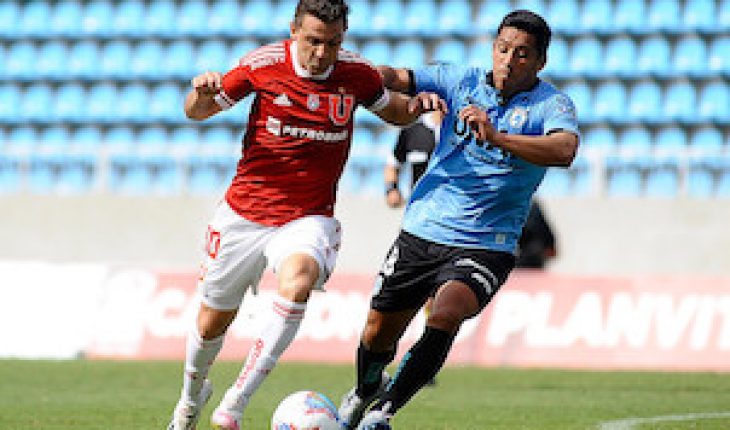 translated from Spanish: With goals from Larrivey and Guerra the U defeated Iquique 2-0