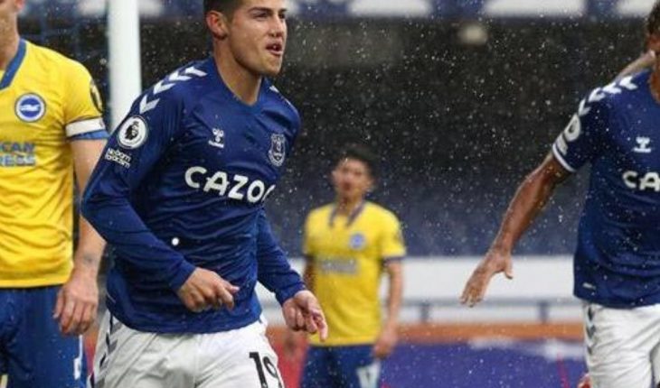 Un Doblete de James Rodríguez guía la goleada del Everton