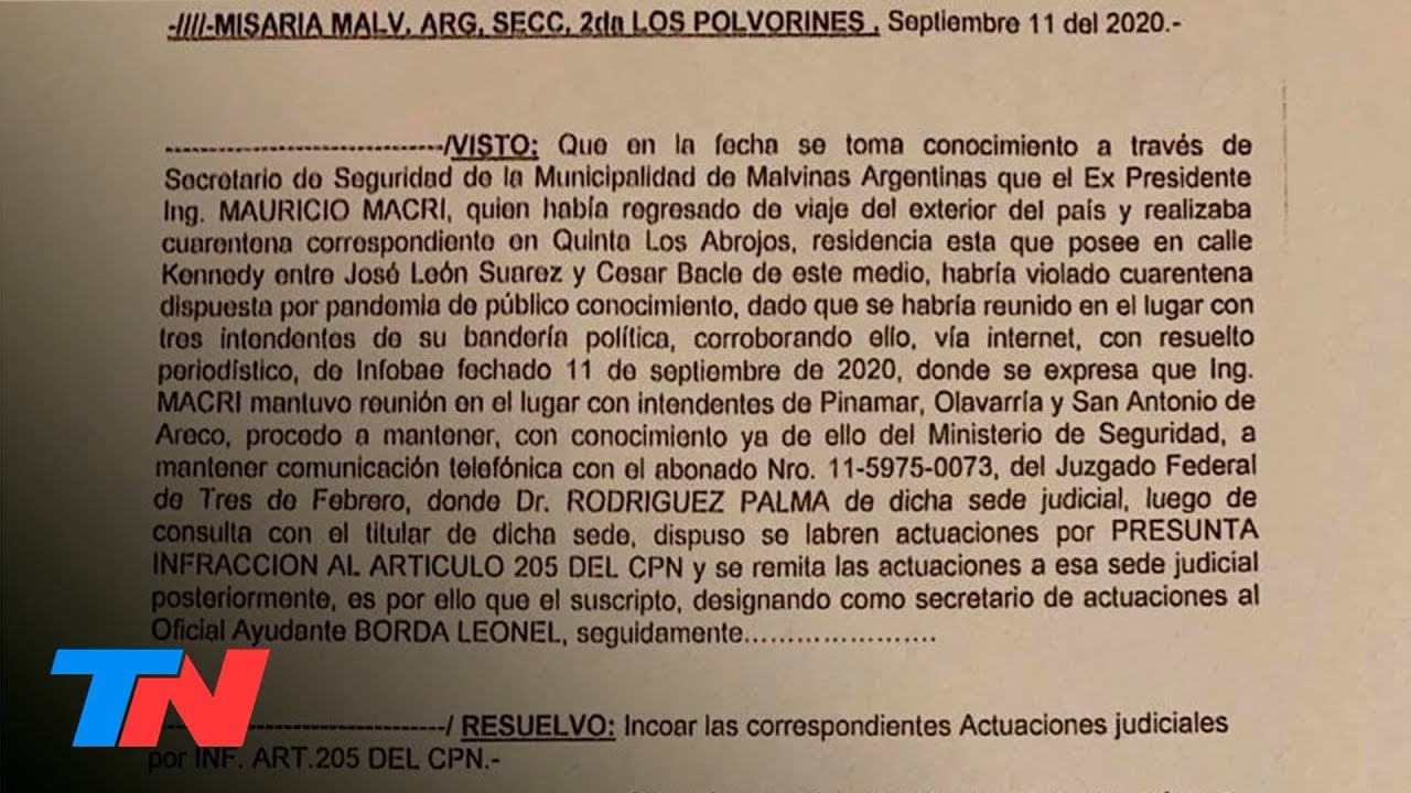 Esta es la denuncia contra Macri por la violación de la cuarentena