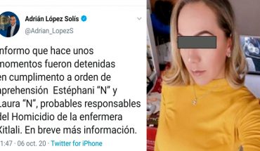 translated from Spanish: Two women were arrested as likely responsible for the death of Nurse Xitlali