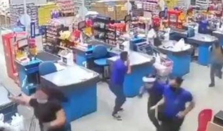 translated from Spanish: Young man dies crushed by shelves in Brazil supermarket