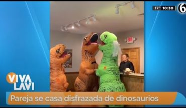 Video: Pareja se casa disfrazada de dinosaurios | Vivalavi
