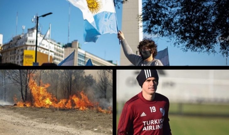 translated from Spanish: March against the Government in different areas of the country, fires continue, Santos Borré has coronavirus and much more…
