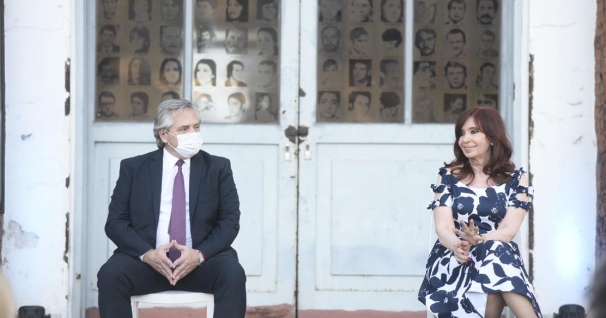 Alberto Fernández and Cristina Kirchner meet at an event at the former ESMA
