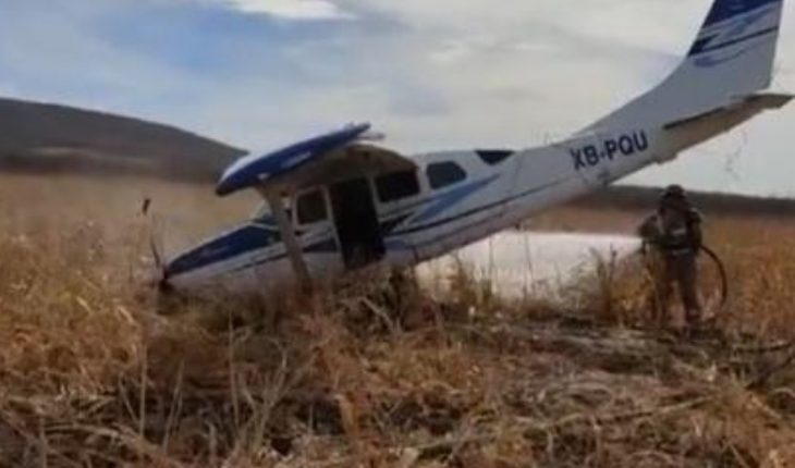 translated from Spanish: Plane falls in Guamúchil near Eustaquio Buelna dam