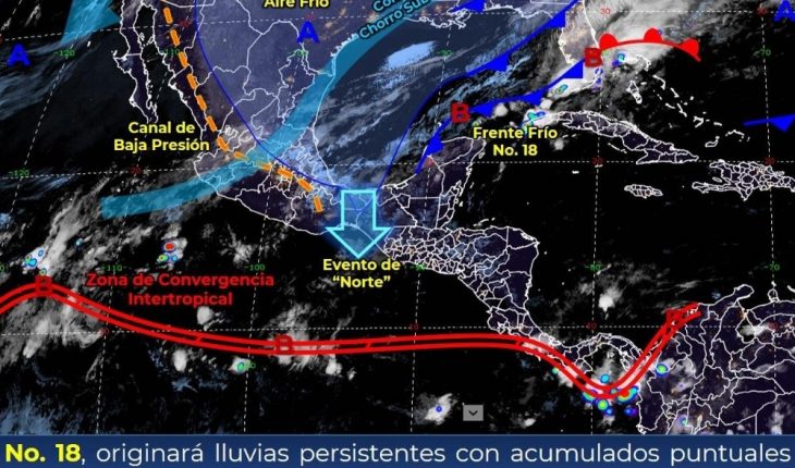 translated from Spanish: foresees heavy rains and cold in the south
