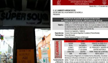 Gobierno de Morelia clausura 3 negocios que pasaron de las 19:00 horas abiertos