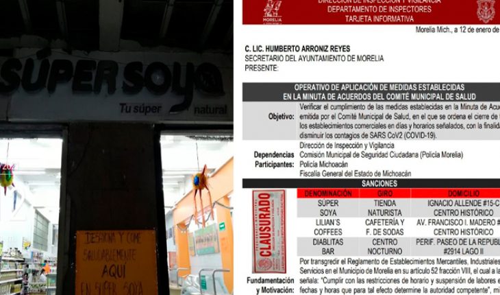 Gobierno de Morelia clausura 3 negocios que pasaron de las 19:00 horas abiertos