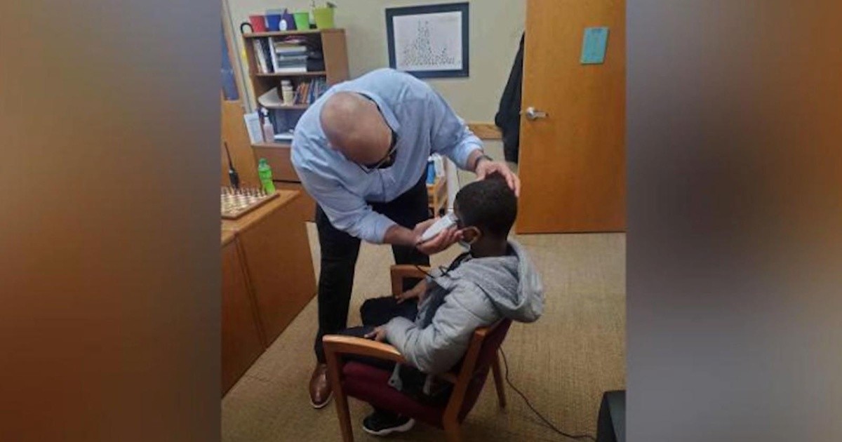 He was ashamed of his haircut and the school principal helped him improve it