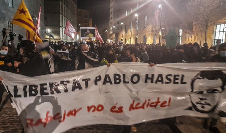 translated from Spanish: Spain lives its fifth night of protests after Pablo Hasél’s arrest