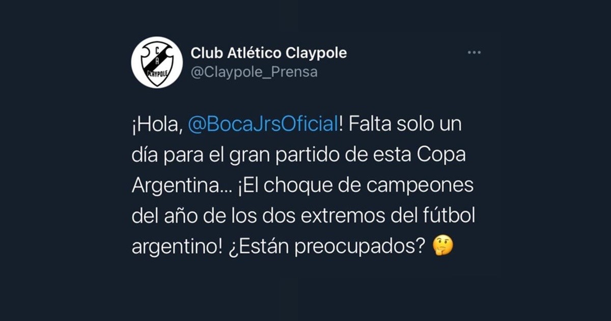 "¿Están preocupados?": El divertido cruce de tweets entre Claypole y Boca previo al partido