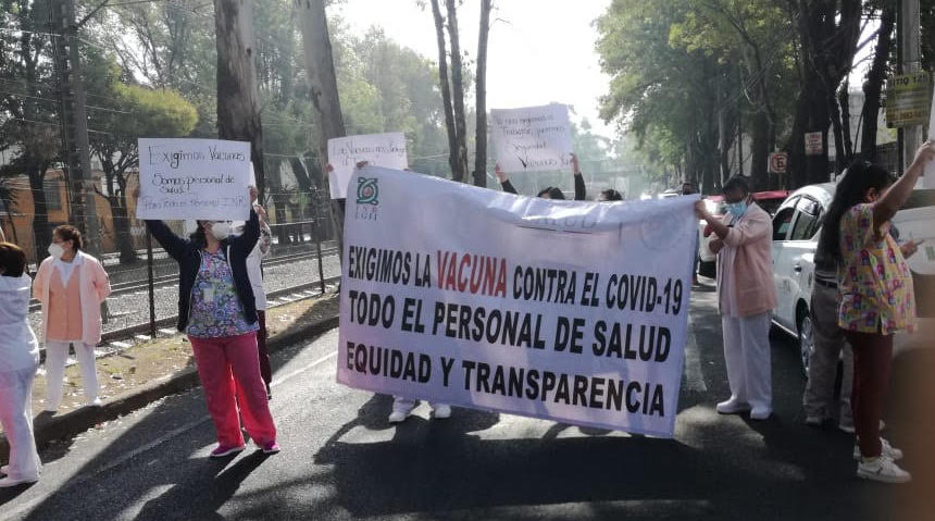 Personal de Instituto de Rehabilitación protesta por falta de vacuna COVID