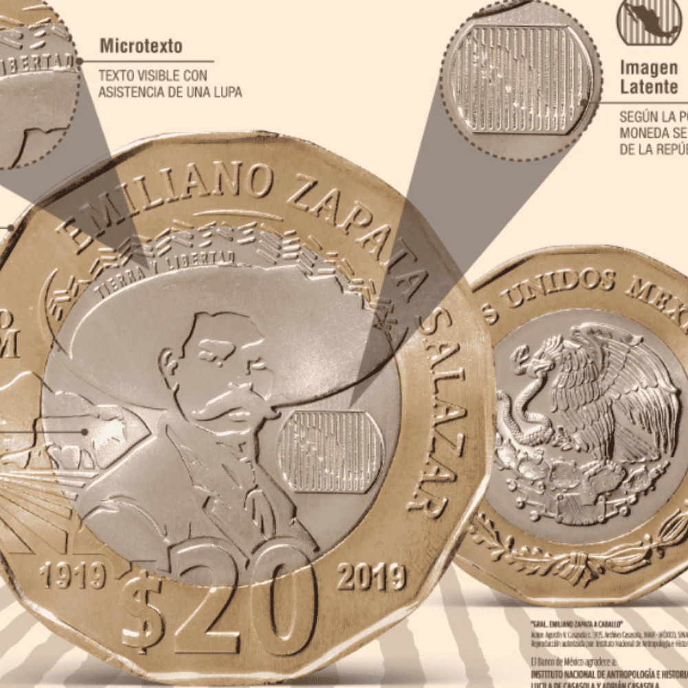 Conoce la nueva moneda de 20 pesos que conmemora a Zapata