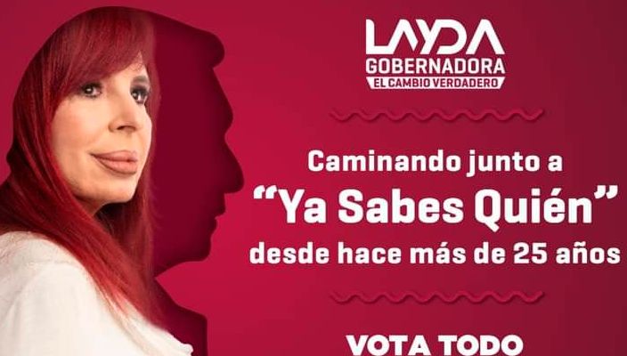 Critican Layda Sansores por usar imagen de AMLO como parte de su campaña