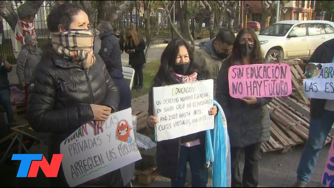 Protestas en Santa Cruz: reclamo por las clases presenciales en las escuelas y de personal de salud