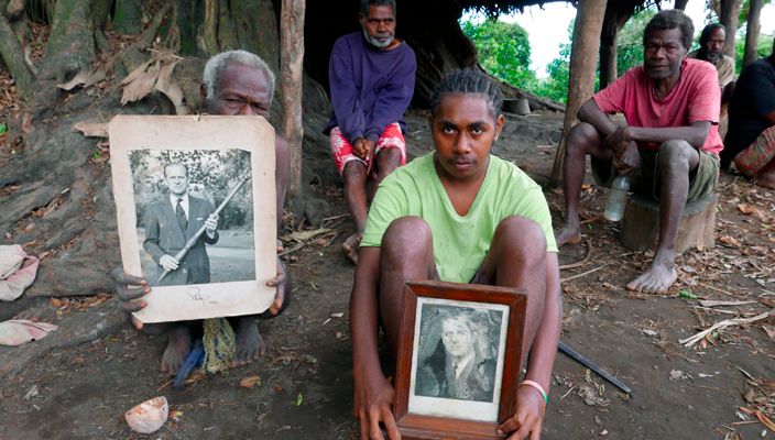 Devotees of Prince Philip perform ceremony in his honor on Tanna Island of Vanuatu