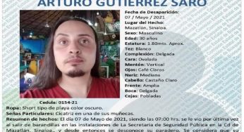 Piden ayuda para hallar a hombre desaparecido Mazatlán 2021