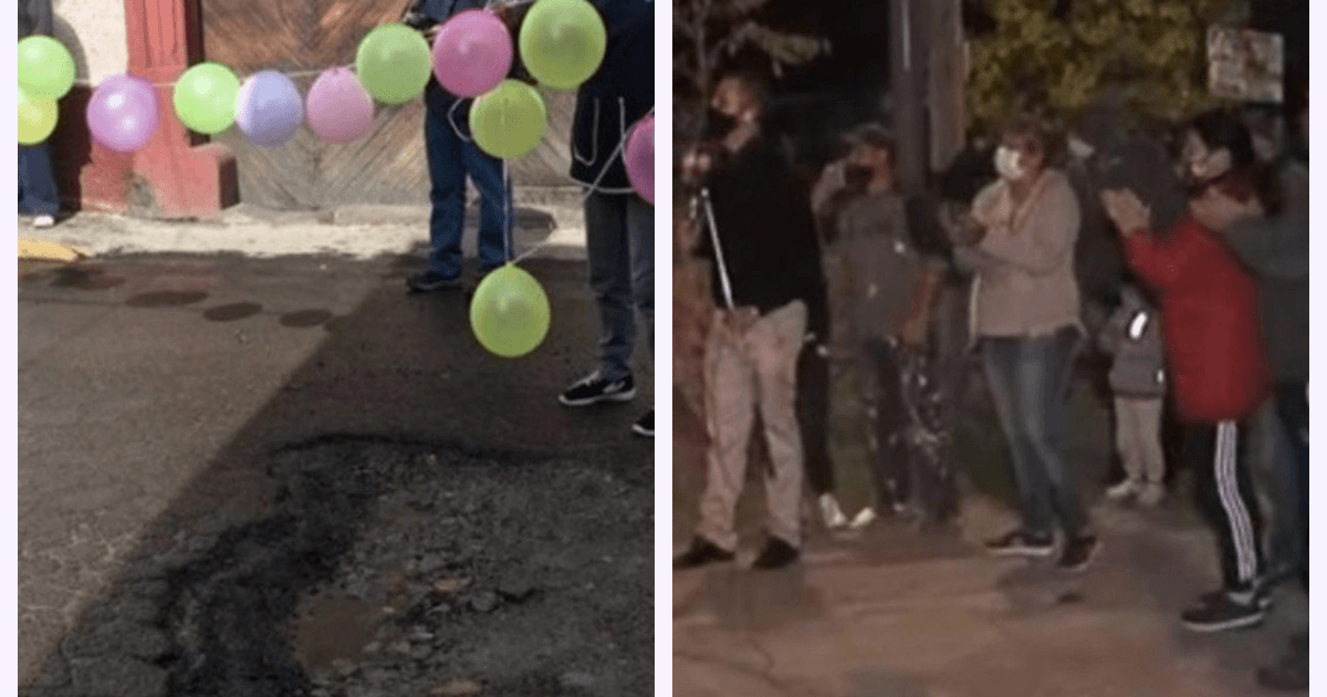 Unusual: Berazategui's neighbors did the "15th birthday" to a pothole