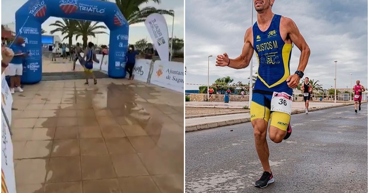 The triathlonist who celebrated before crossing the finish line and was overtaken by a rival