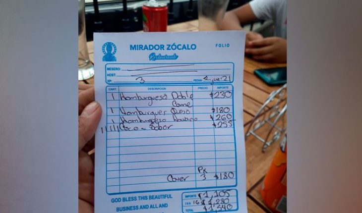 translated from Spanish: They denounce in networks excessive charges in restaurant of the CDMX