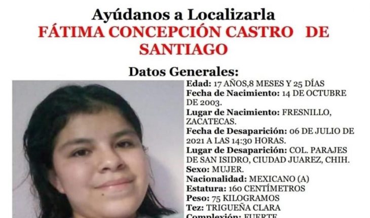 Fátima tiene 17 años y está desaparecida desde hace 3 días