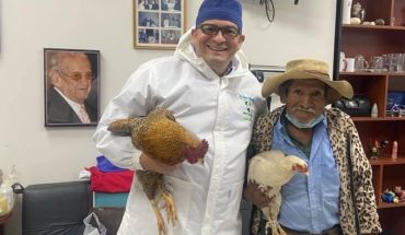 translated from Spanish: Doctor operates on his emergency patient and receives 2 chickens as a gift