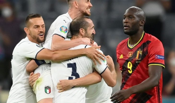 translated from Spanish: Italy charged Belgium and will face Spain in Euro semi-finals