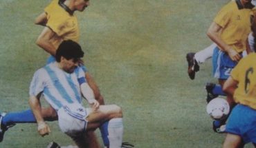 They auctioned a faded shirt maradona wore against Brazil in Italy '90