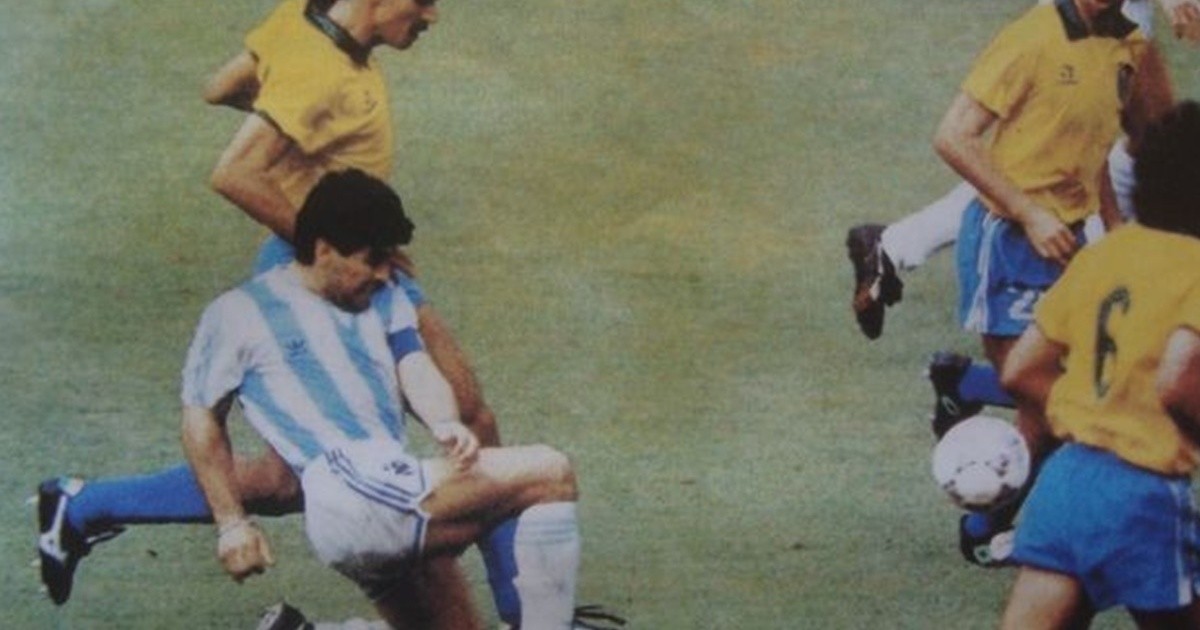 They auctioned a faded shirt maradona wore against Brazil in Italy '90