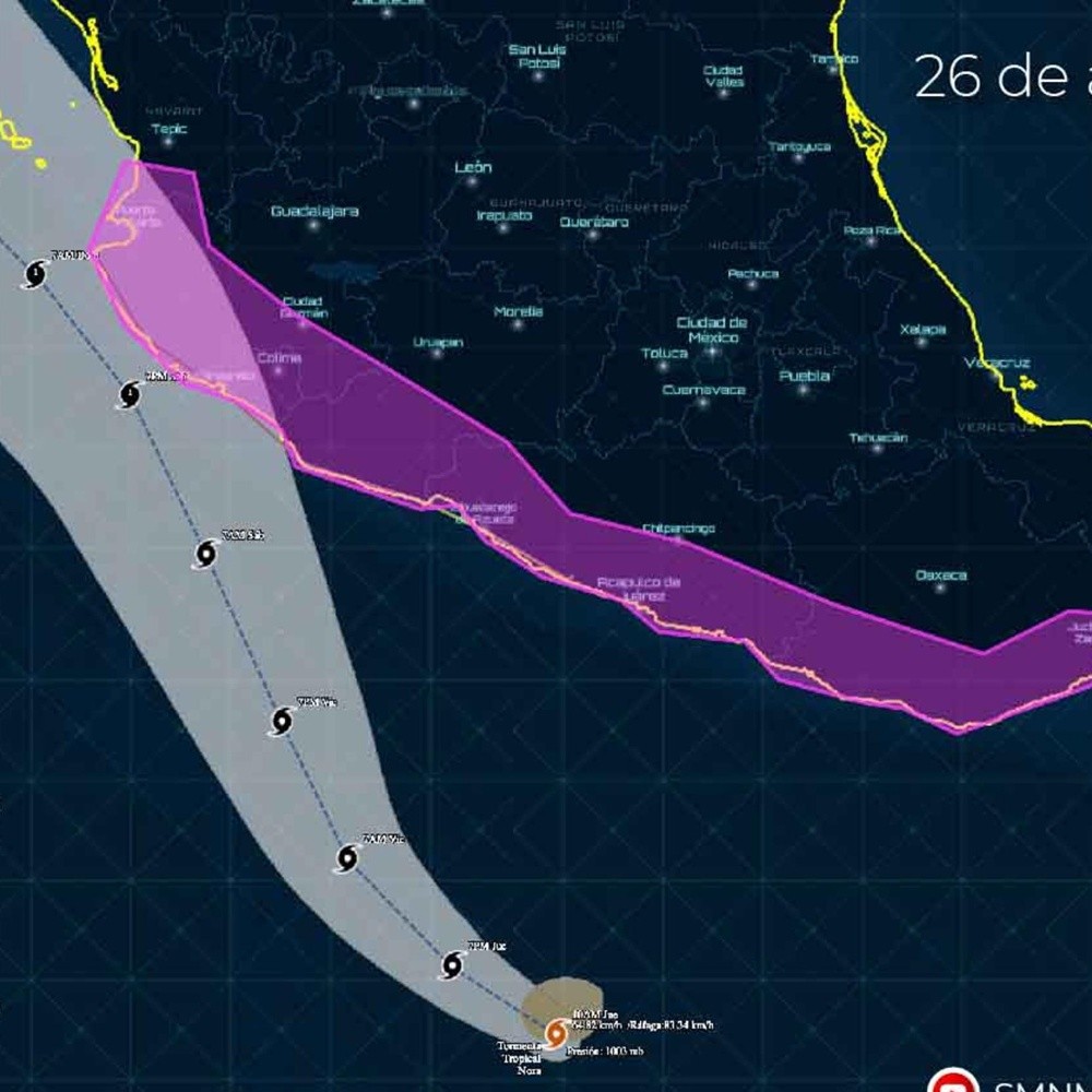 Jalisco alerta a municipios por próximo paso de huracán Nora